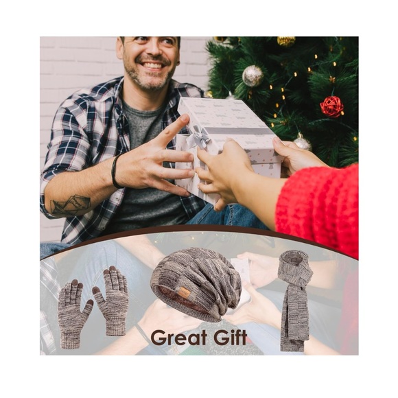 🌹🆕 Black Unisex Winter Accessories Set Hat Scarf and Gloves Christmas Gift - Picture 7 of 8